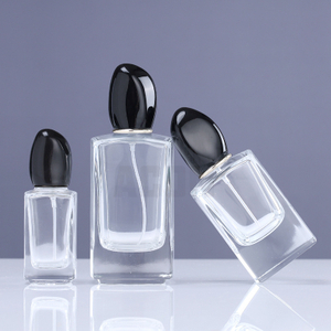 AC025 30ml 50ml 100ml High Quality Perfume Glass Bottle Black Cap Custom Packaging Box