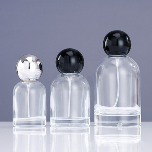 AC033 30ml 50ml 100ml Round Glass Perfume Bottle Black Cap Cosmetic Packaging Sprayer Bottle